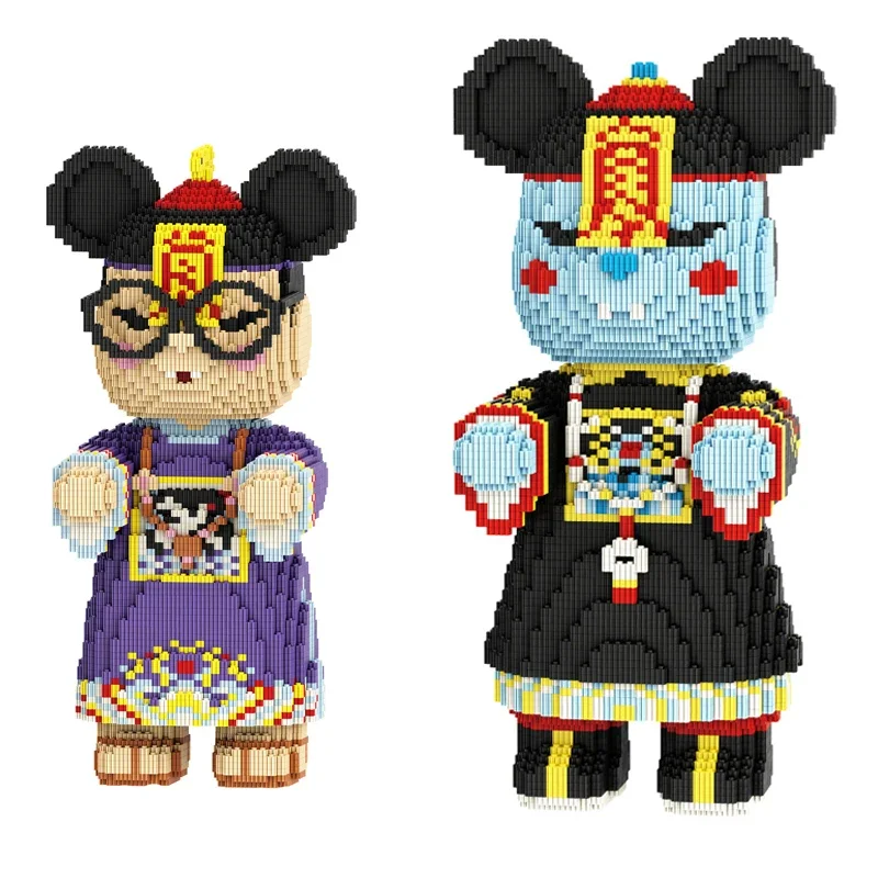 

Huge Funney Cartoon Zombie Bear Lotso Strawberry Bear Model Mirco Building Blocks Mini Bricks Toy for Adult Horror Ornament