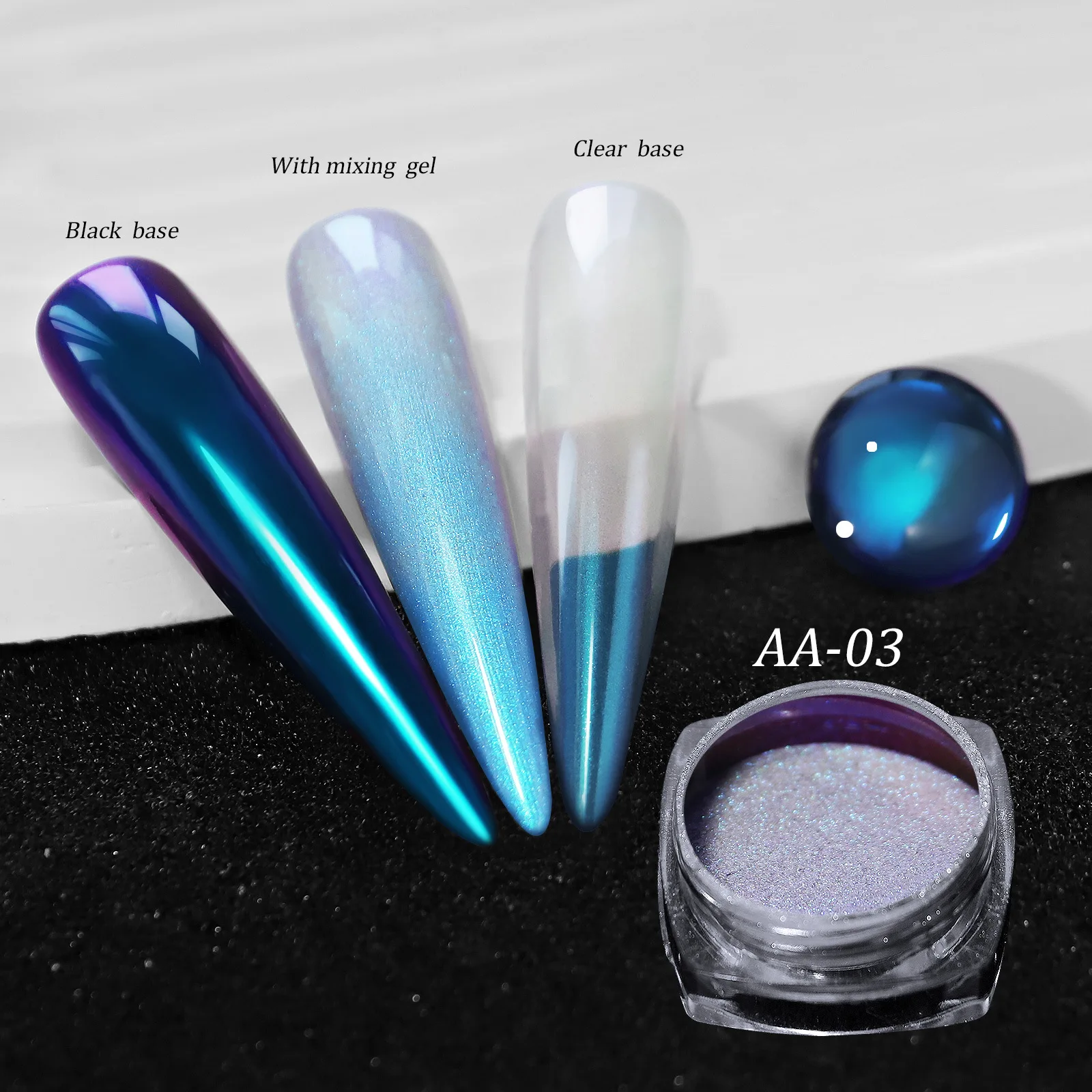 12-Colors Chameleon Magic Mirror Chrome Powder Net1-2g Shimmering Holographic Metallic Powder DIY Shiny Changing Mirror Powder