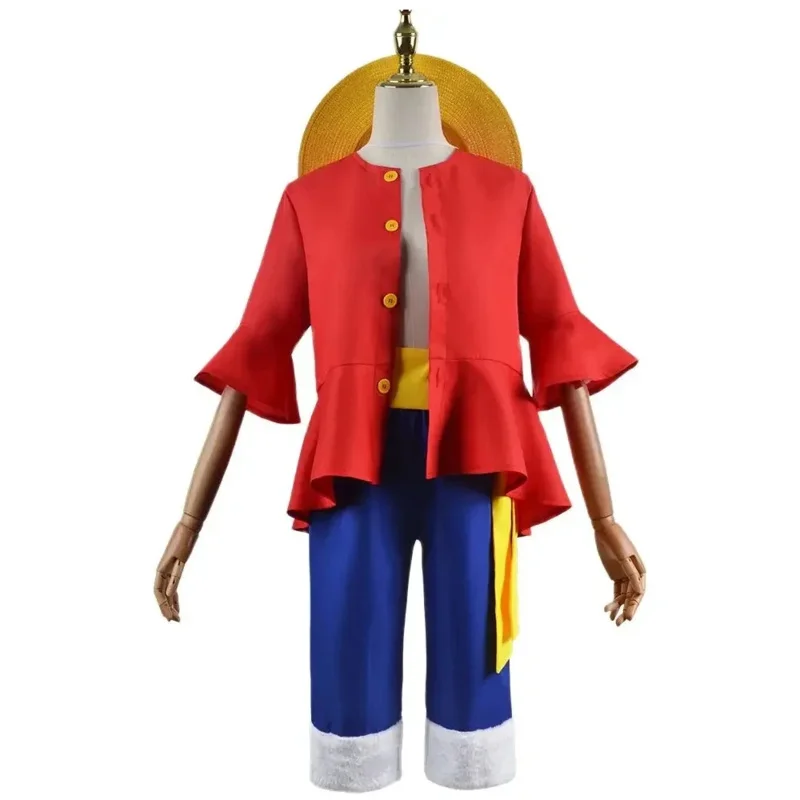 Disfraces de Cosplay de Anime Luffy, trajes de Cosplay de mono D, sombreros de Halloween para mujeres, hombres y niños, pantalones superiores, regalos AA