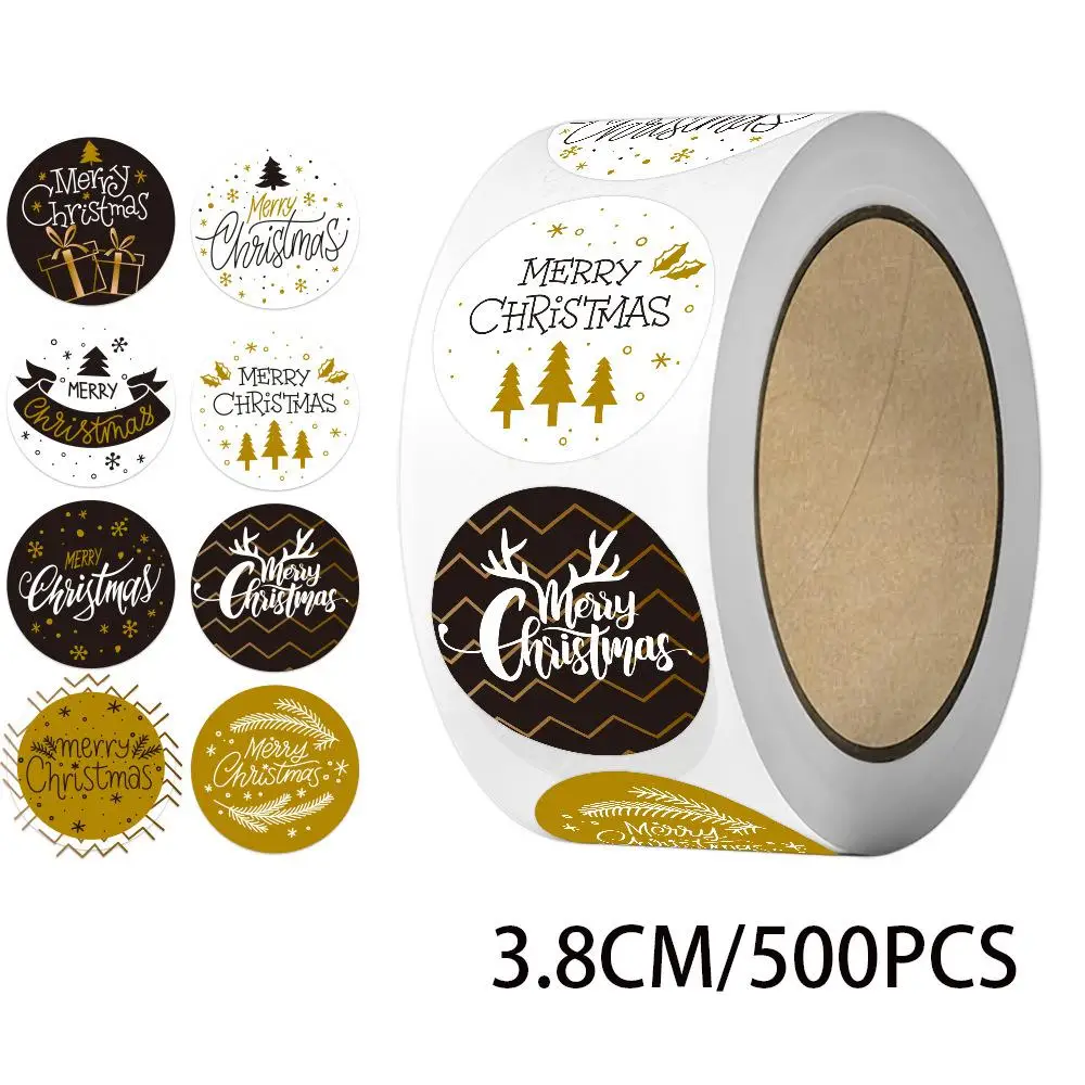 

500 шт., наклейки с рождественскими этикетками, 1,5 дюйма, круглые, синие, рождественские, счастливые, зимние праздничные наклейки для рождественских открыток, подарочные сувениры