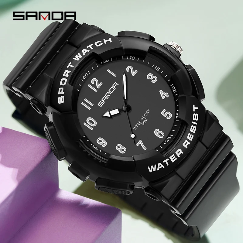 SANDA New Men Lady Watch Youth Student Casual Fresh Electronic Watches Quartz Fashion Versatile Waterproof Unisex Luminous