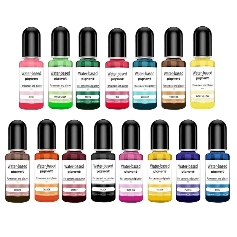 Pigmento a base agua 15 colores para yesos, cementos hormigón, pigmento colorante líquido, teñido altamente fácil