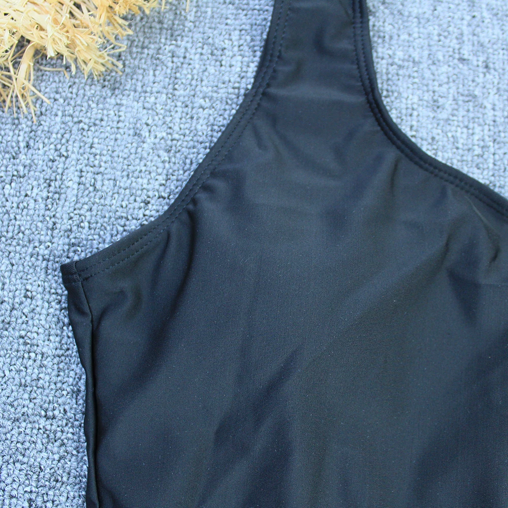 섹시 2025 비키니 세트 솔리드 수영복 블랙 비키니 수영복 레이스업 여름 브라질리언 모노키니 원피스 수영복 비치웨어