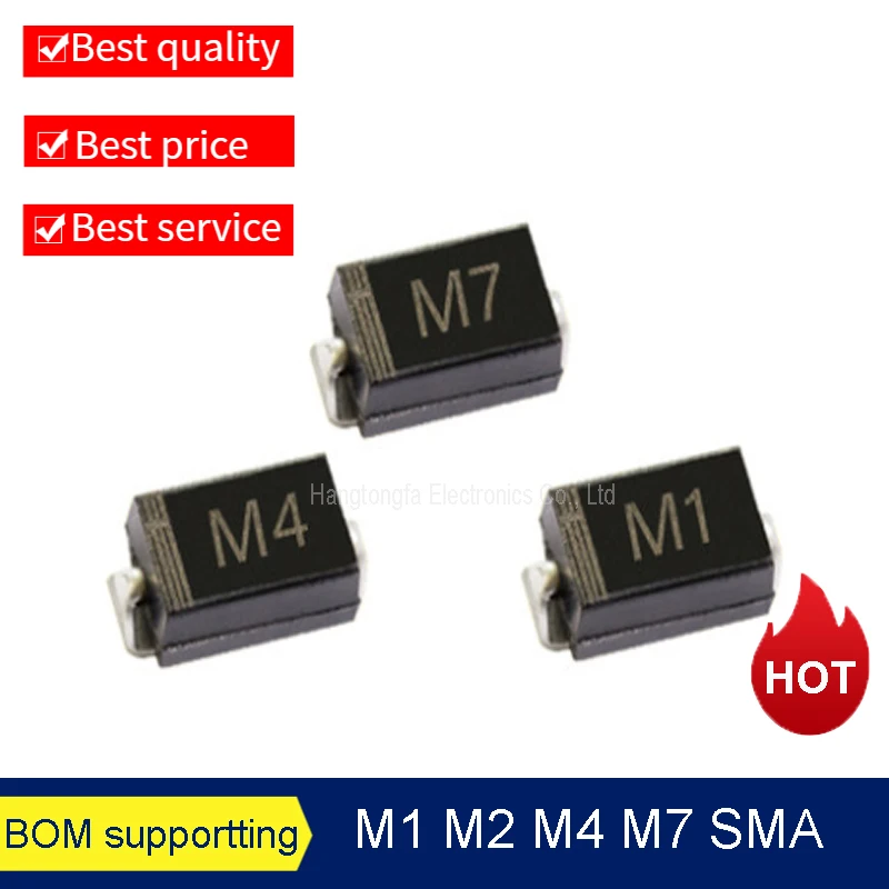 10PCS/Lot Rectifier Bridge M1 M2 M4 M7 SMA 1N4001 1N4002 1N4007 1N4004 SMAF A7 SOD123 SMD New Rectifier Diode