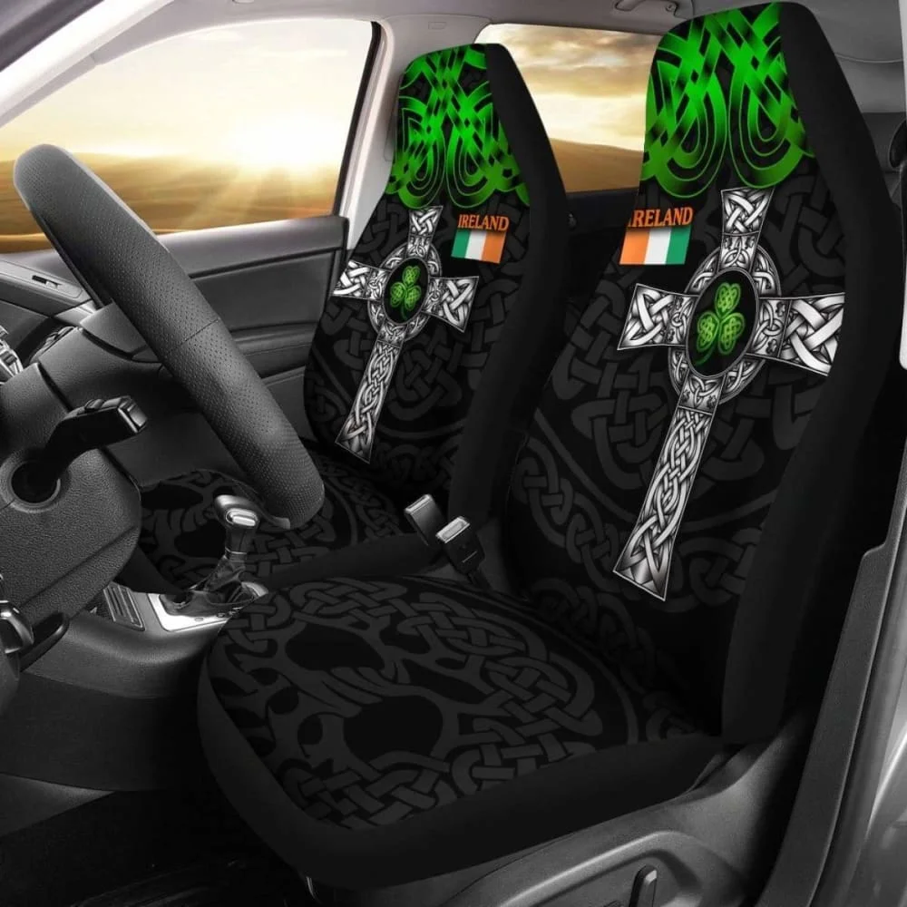 Ireland Car Seat Covers Celtic Cross Style,Pack of  Front Seat  Cover