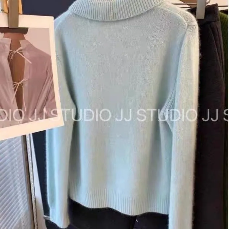 라운드 넥 여성용 단색 풀오버 긴팔 스웨터 니트 캐주얼 우아한 패션 탑