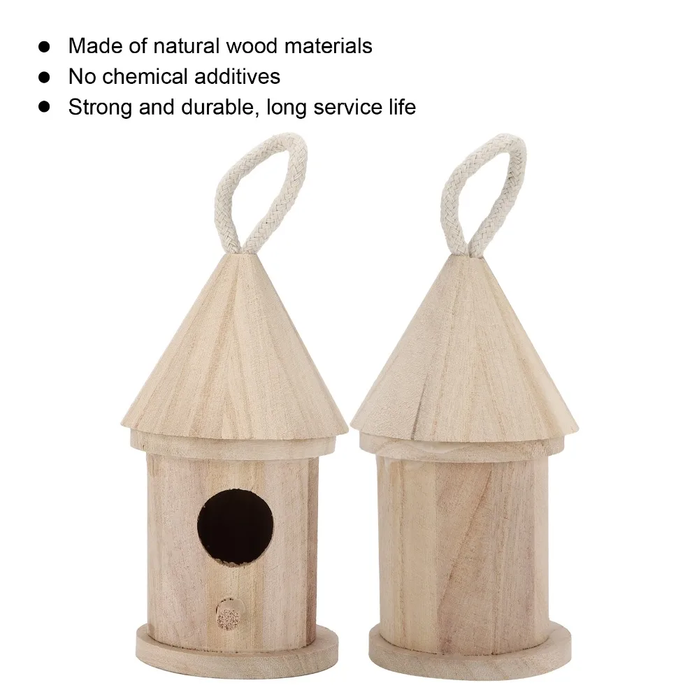 Small Size Hanging Bird House Rope Hanging No Chemical Additives DIY Bird House Strong Build Painting Surface