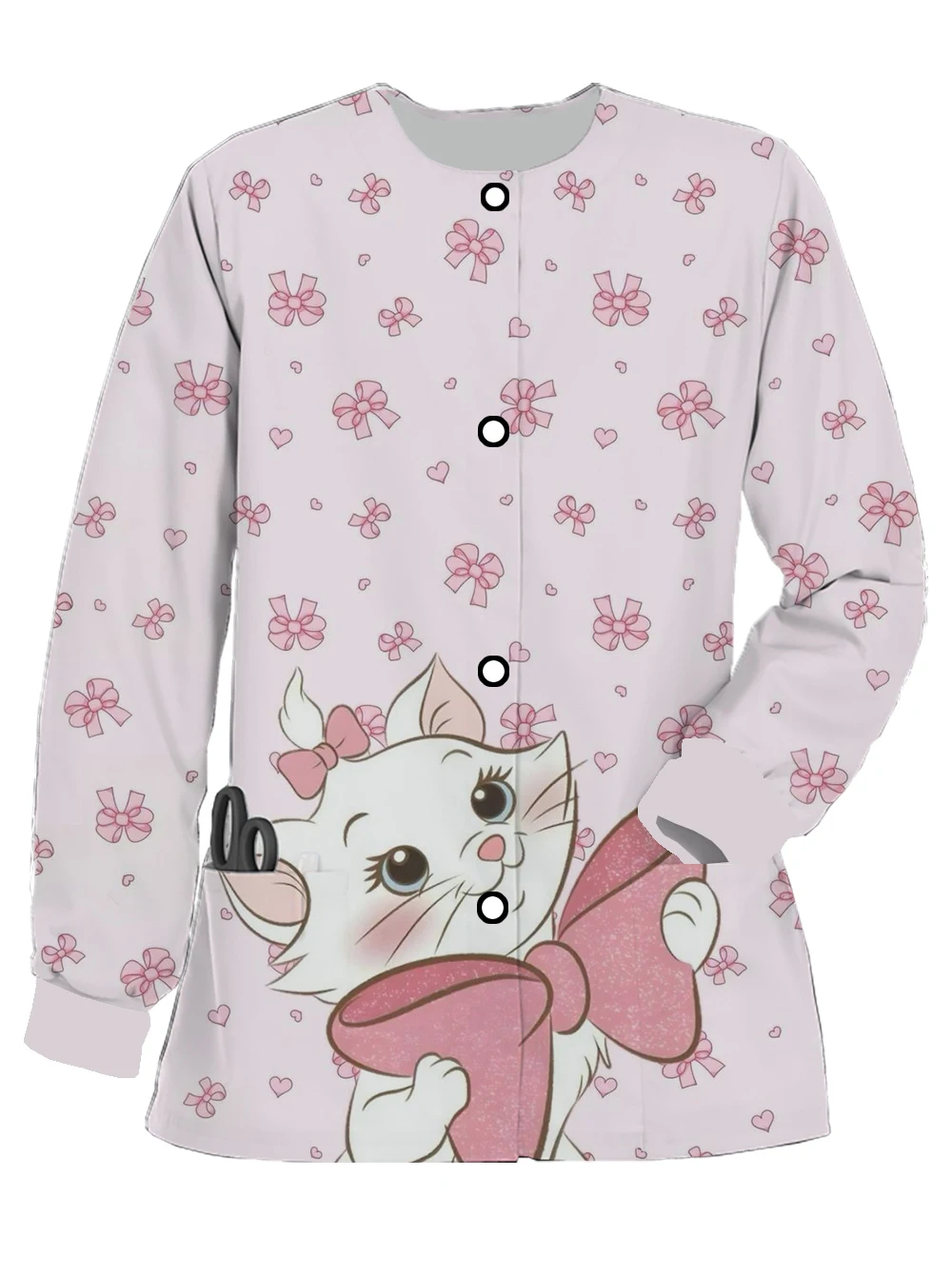 Spring and autumn Disney Marie cat print women's doctor medical work uniform fashionable frosted long-sleeved nurse uniform