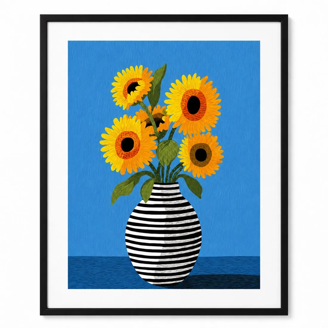 Blooming Blue Radiance Poster,Canvas Wall Print,Modern Art Illustration,High‑Grade Home Decoration Artwork for Bedroom,Living