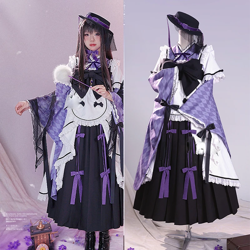 暁美ほむらコスプレ衣装アニメ魔法少女まどかロールプレイロリータスカート S-XL フレンチメイド女性のドレスハロウィンパーティースーツ