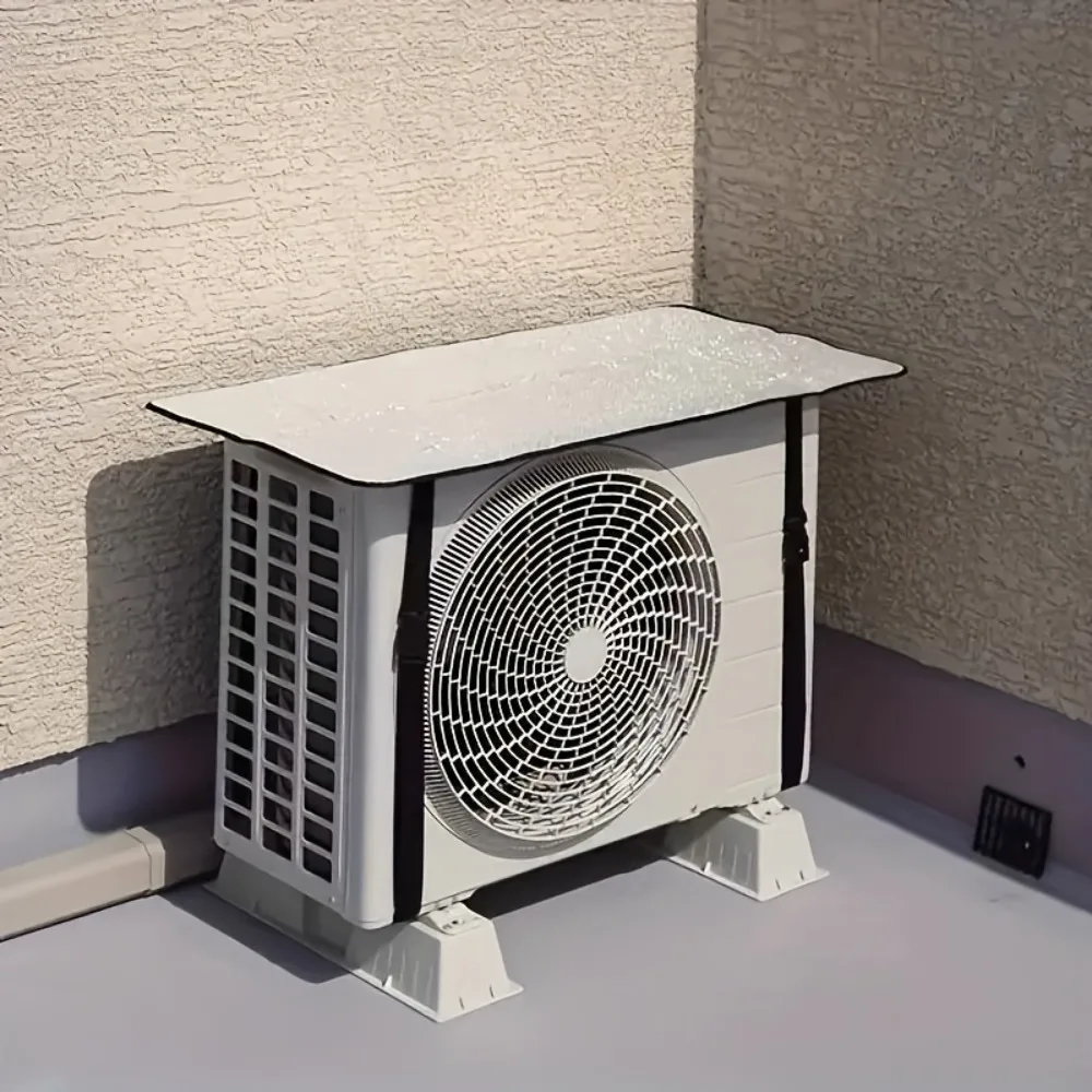Silver Waterproof Air Conditioner with Safety Buckle, Durable Fireproof Design, Suitable for Outdoor Furniture Protection