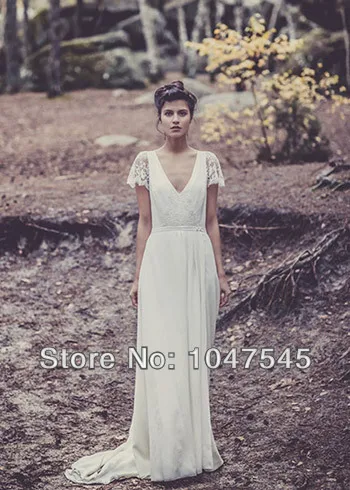 

short sleeves vestido de noiva backless vintage lace vestido de noiva brides new white robe de mariage long Wedding Dresses