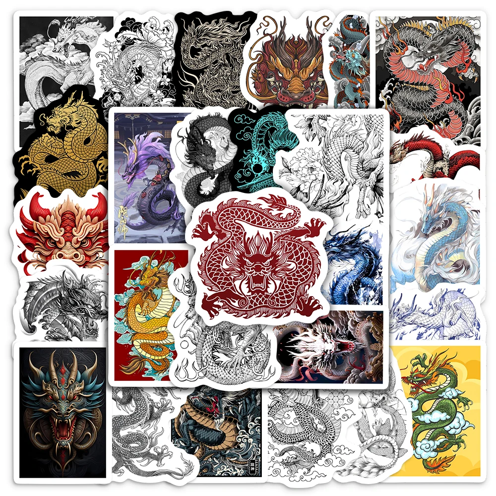 Cool Chinese Dragon Stickers Kids DIY Toys Gift Decorative Decal for Laptop Phone Journal Scrapbook Luggage Bottles Waterproof