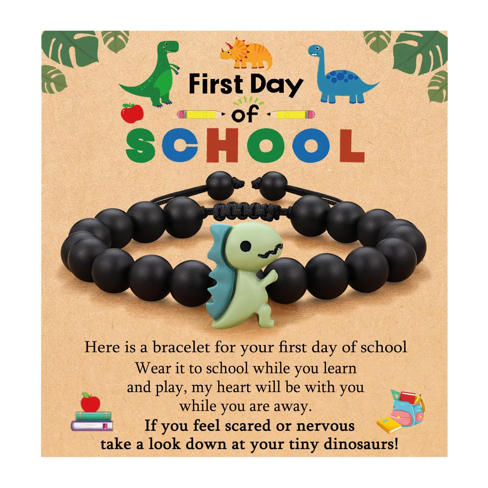 First Day of Shool Birthday Valentines Day Christmas Gifts for Little Boys Dinosaur Bracelet for Son From Mom Dad