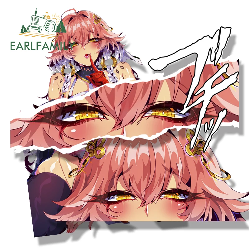 EARLFAMILY Ahegao Changli Fanart Автомобильная наклейка волнистые волны NSFW Chibi большая голова Waifu наклейка JDM Мультяшные наклейки Peeker Gyaru