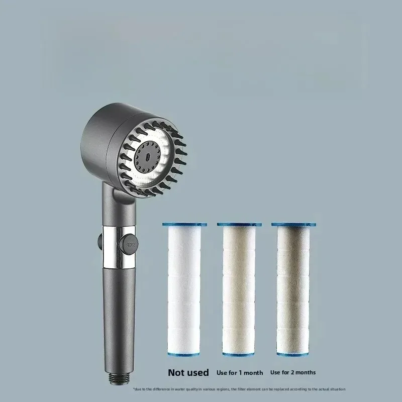 

4 Modes Adjustable Showerhead With Massage Brush Filters Water Saving Shower Bathroom Accessories High Pressure Shower Head
