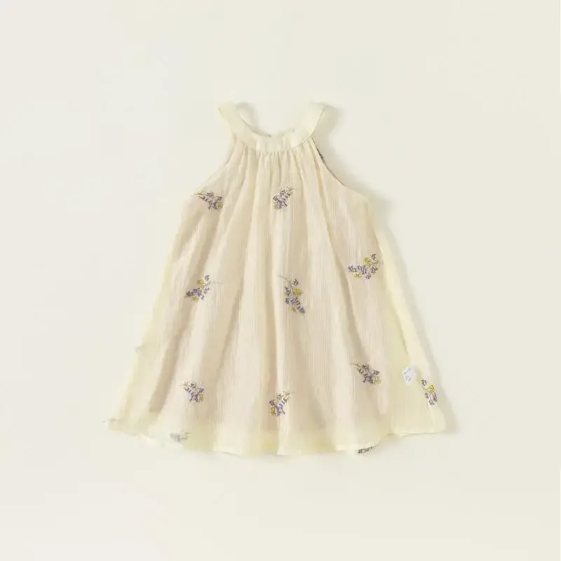 ICJAEHAO 2024 Children Flower Beige Princess Dress  1-10 Years Girl Wedding Princess Party Dresses Kid Costume Clothes Vestidos