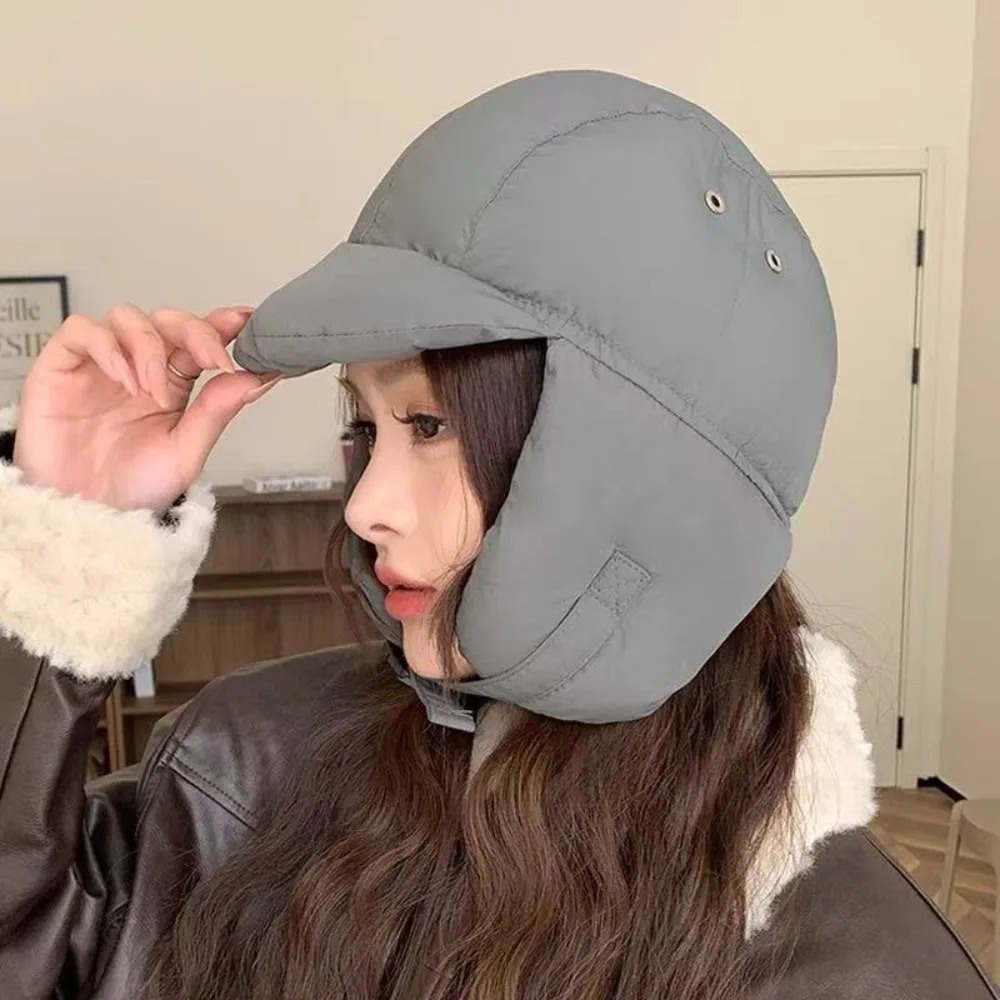 

Fashion Solid Color Ear Protection Hat Cold Protection Balaclava Pullover Cap Down Cotton Filling Cold Weather Cap Autumn Winter