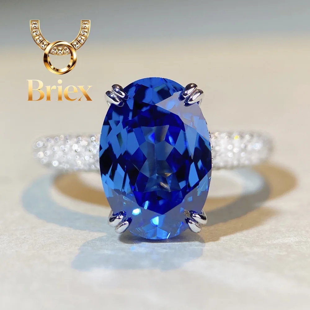 

Briex Jewelry Luxury Solid Platinum PT950 Women's blue diamond ring moissanite diamond ring