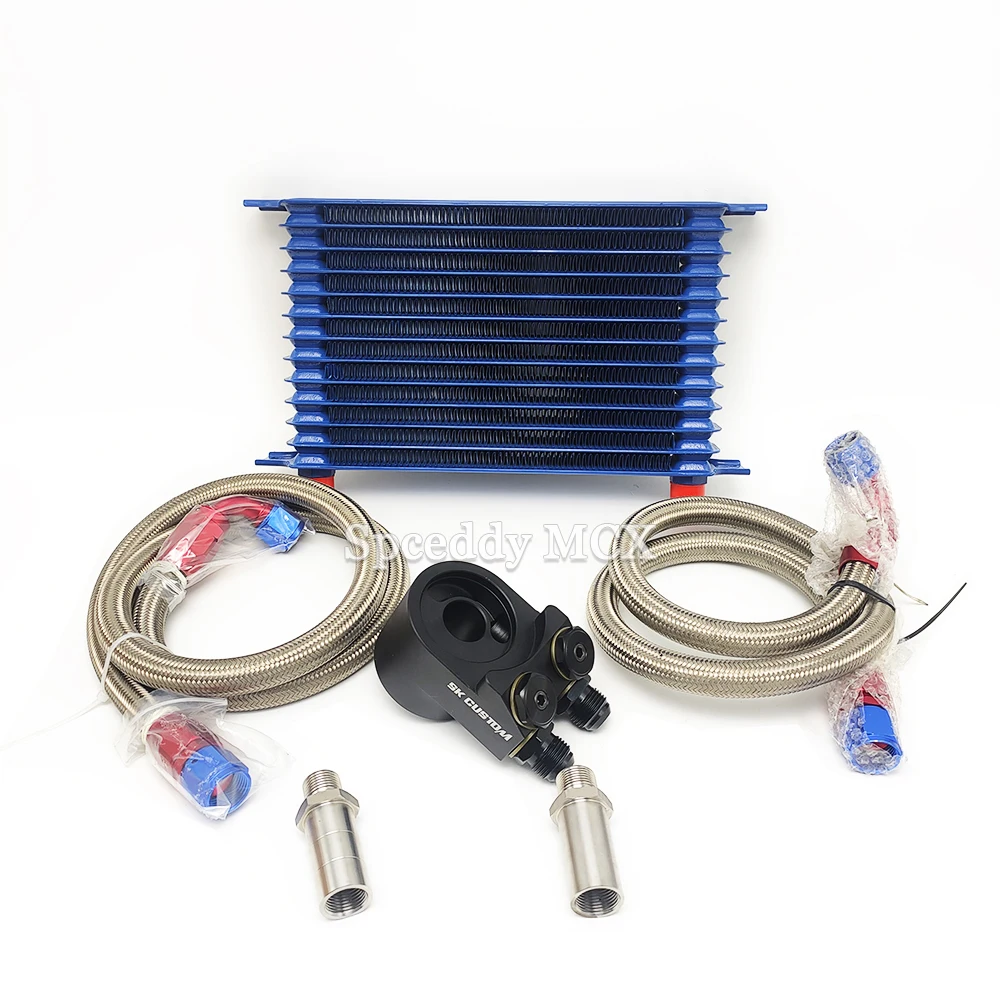 Car Engine Separate Oil Cooler Radiator Kit Universal AN13 Rows Aluminum Blue 13AN For Honda Civic 10 gen Subaru BRZ TOYOTA GT86