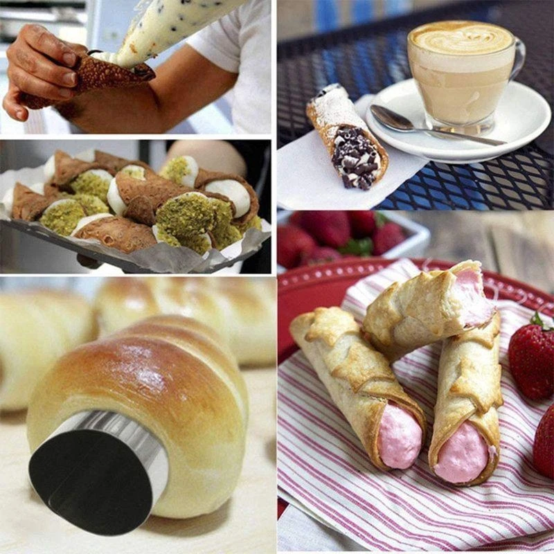 12 Pcs Stainless Steel Pancake Tube Standing Pastry Cone Shaper Christmas