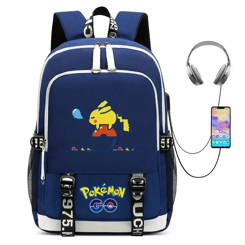 Pokémon Charizard Backpack Pokemon  Pikachu USB School Bag Cartoon Cute Children\'s SchoolBag TravelBag Birthday Gift