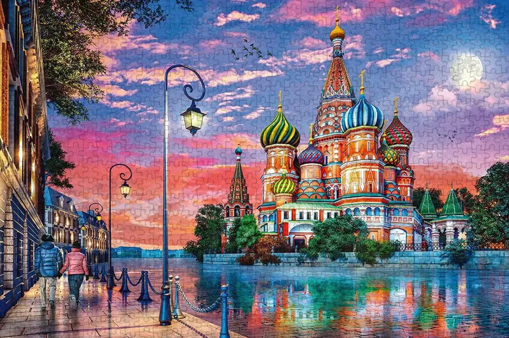 Landmark building The wooden puzzle 1000 pieces ersion jigsaw puzzle white card adult children's educational toys