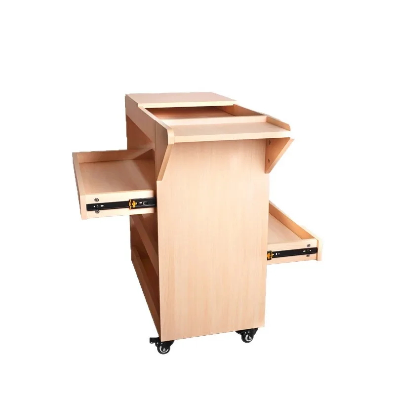 4-Tier Double-Sided Drawer Easel Cart for Painting Sketching Art Students and Studio Use Mobile Art Display Trolley