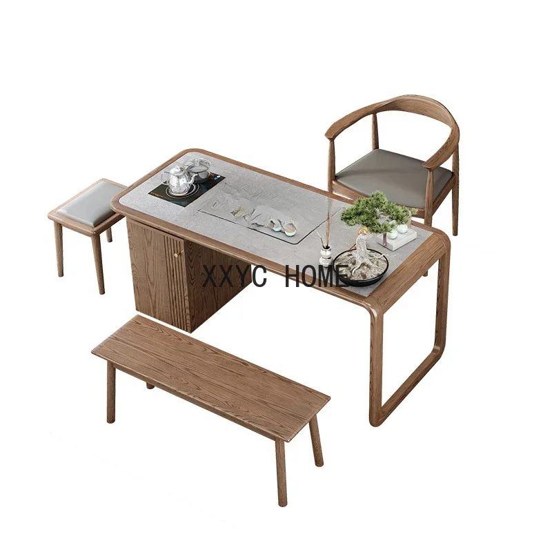 

Tea Table New Chinese Style Desk Integrated Kung Fu Tea Brewing Coffee Table Solid Wood Tea Table and Chair