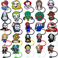 1PCS Horror Style Straw Cover Cap Accessories for Cups,Silicone 8mm Splashproof Straw Topper,Dustproof Straw Tip Charm