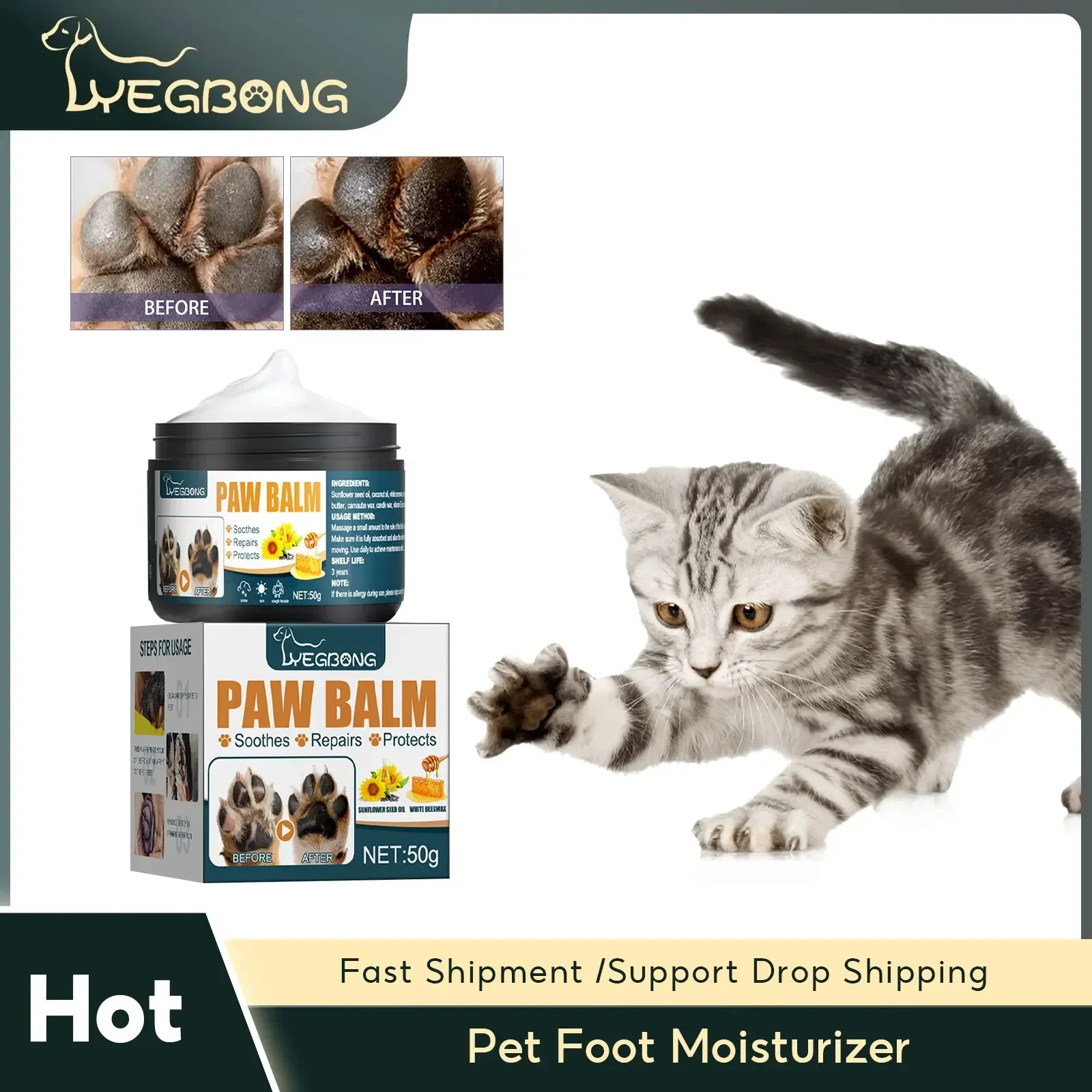 Pet Paw Balm Natural Pet Care Soother Cream Cat Dog Foot Moisturizer Repair Dry Cracking Skin Household Winter  Pad Care Balm