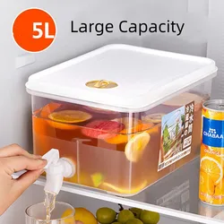 5L Cold Water Kettle with Faucet Refrigerator Cool Water Bucket Lemonade Bottle Beverage Water Dispenser Drinkware For Summer