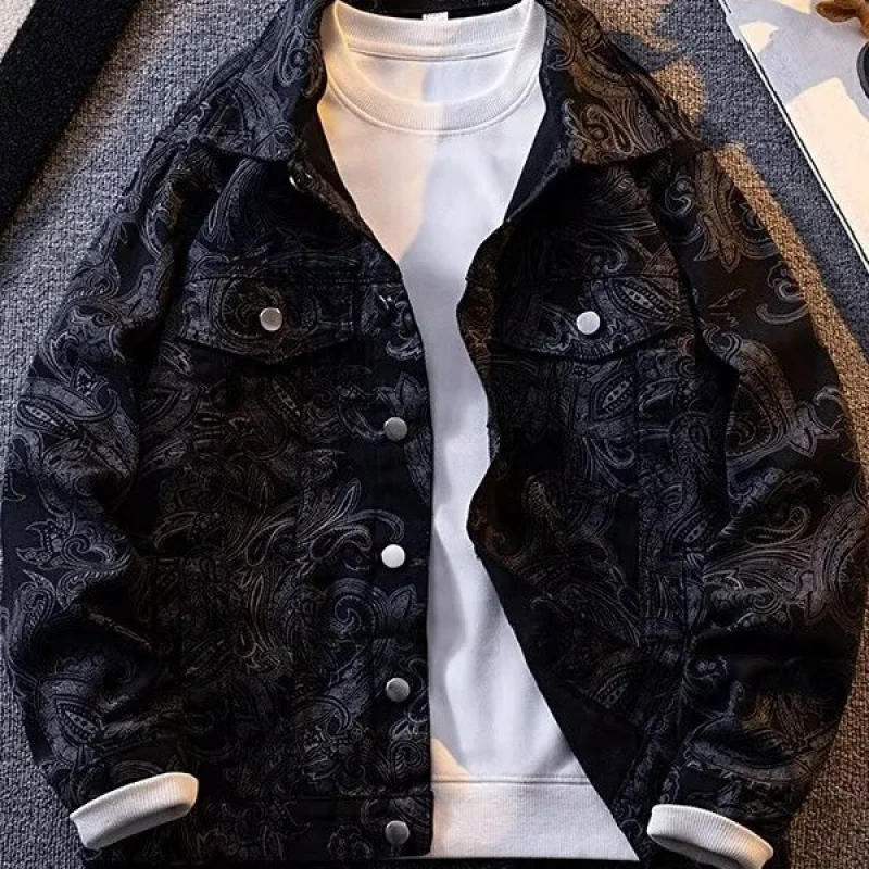 

Японские мужчины в стиле ретро с узором пейсли, весна и осень, модная свободная посадка, универсальная, крутая повседневная рабочая одежда