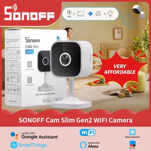 SONOFF CAM Slim Gen2 cámara de seguridad inteligente para el hogar 1080P detección de movimiento humano seguimiento automático visión nocturna Audio Ewelink Alexa Google