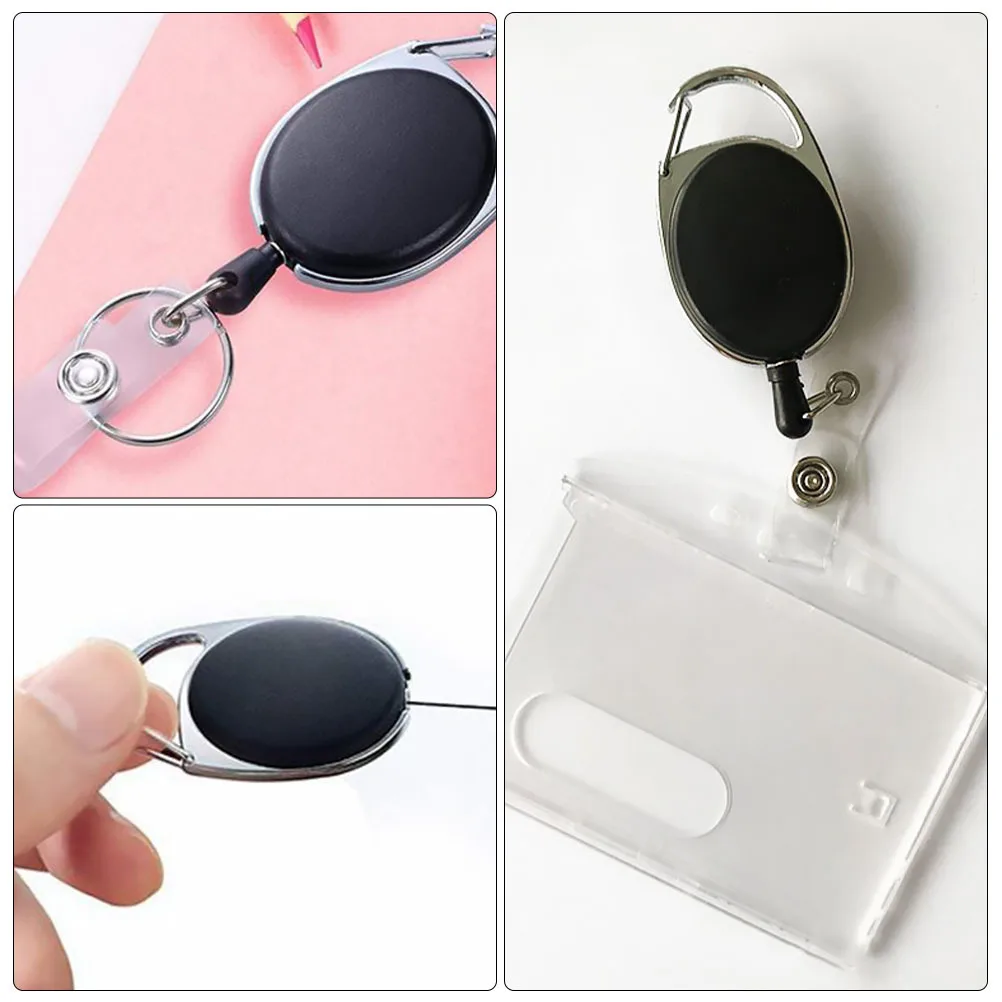 

2Pcs Clear Id Cards Container Badge Sleeve with Carabiner for Multiple Uses Id Badge Holder with Carabiner