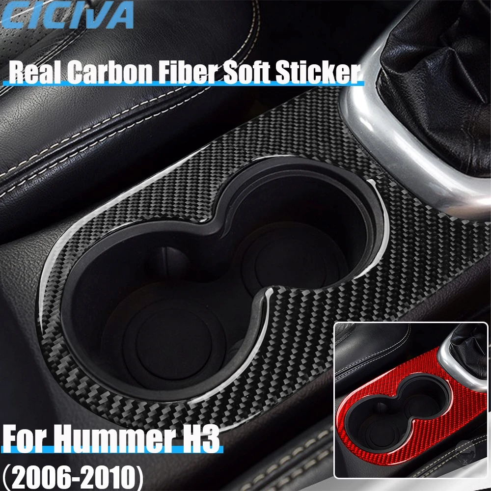 

Автомобильные аксессуары из настоящего углеродного волокна, центральный держатель для чашки, декоративная накладка, мягкая наклейка для Hummer H3 2006 2007 2008 2009 2010