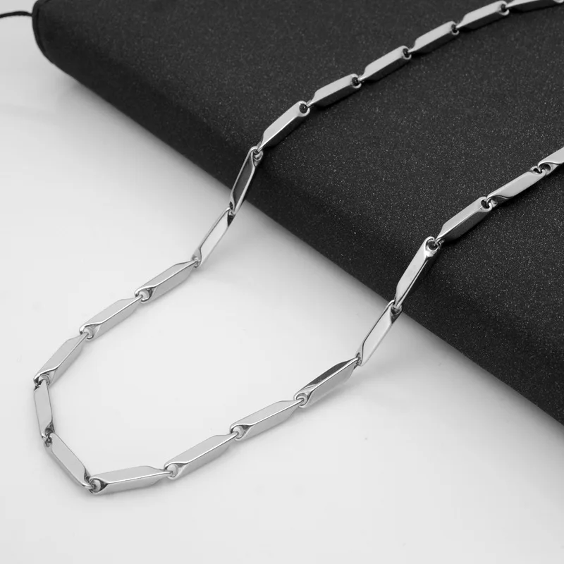Hip-Hop 3mm Titanstahl-Kettenhalskette für Männer Vintage Edelstahl Bambus-Kettenhalskette Schmuckzubehör – Detail 5