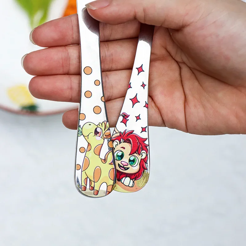 Stainless Steel Children Spoon Fork Animal Cartoon Car Dinosaur Rabbit Cute Fork Children Kids Cutlery Set Tableware Dinnerware