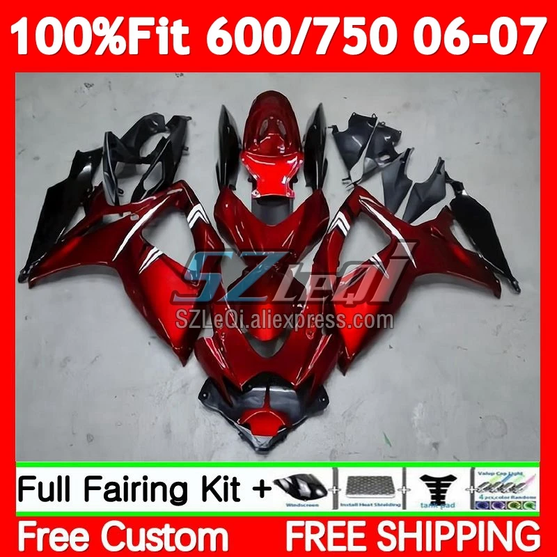 Injection Kit For SUZUKI GSXR600 Wine red GSXR 750 600 CC 76No.15 GSXR-750 K6 GSXR750 600CC 06 07 GSXR-600 2006 2007 Fairing