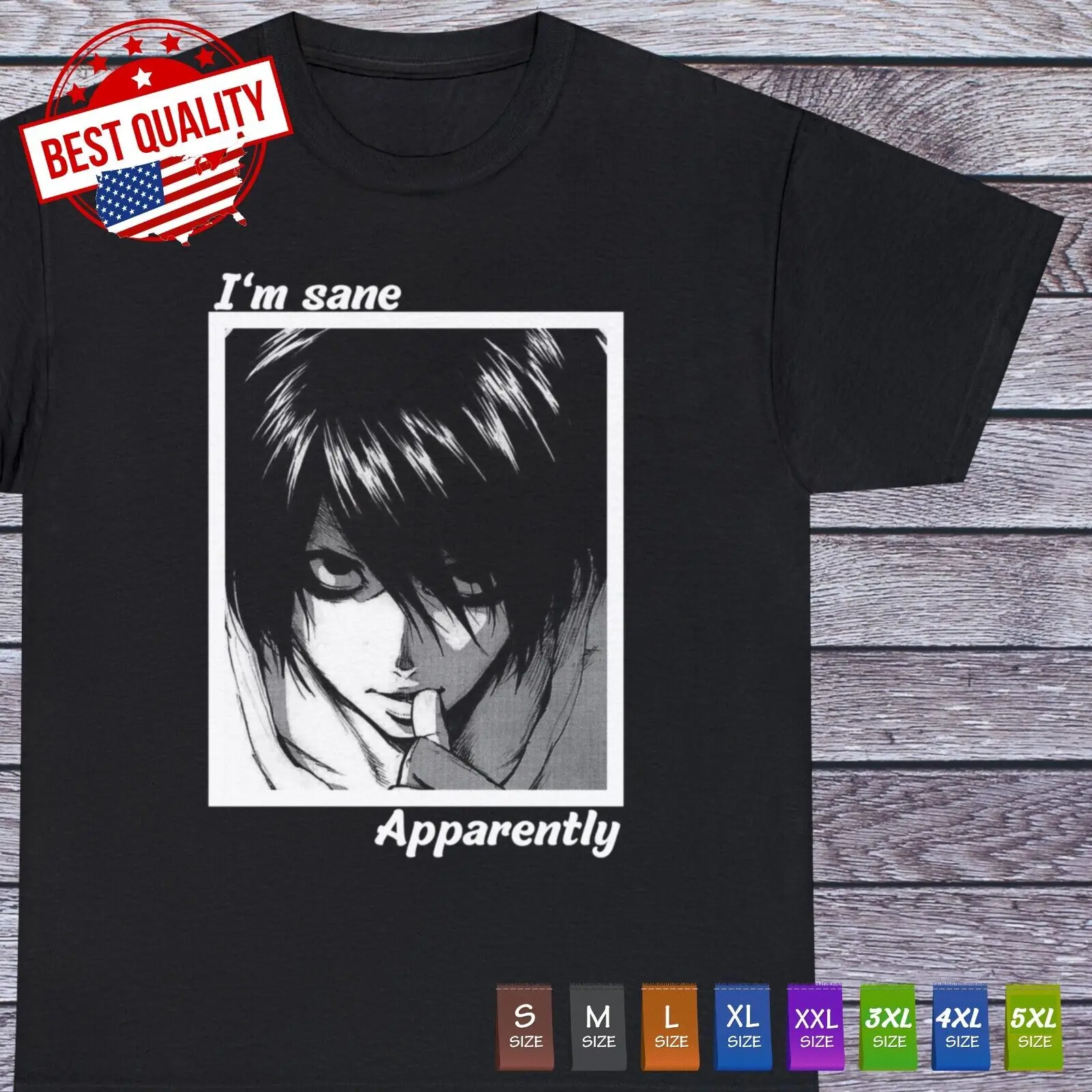 L Anime Death Note T Shirt Manga Otaku Japan Tee Cosplay Clothing Light Yagami