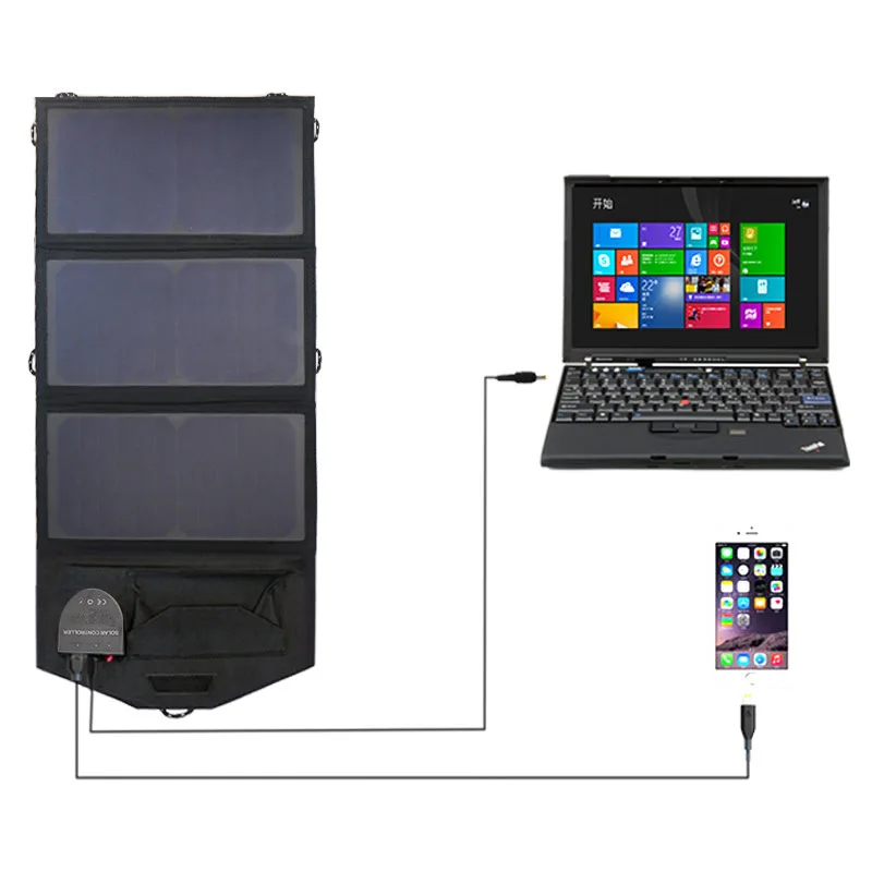 Portable folding solar charger, outdoor multi-port mobile phone notebook charging board