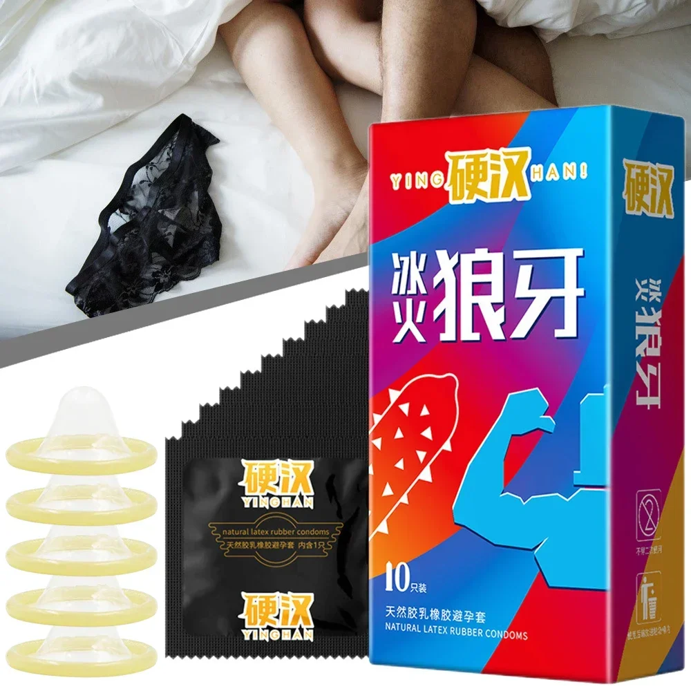 Super Dotted Spike Condoms Natural Latex Dot Penis Sleeve Condom for Men Delay Sex Contraception Intimate Adults Sex Toys 성인용품