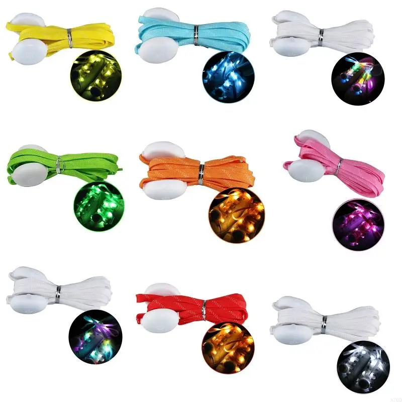 LED Light Up Shoe Laces Light Flashing Glowing LED Luminous Shoelaces Colorful A70D