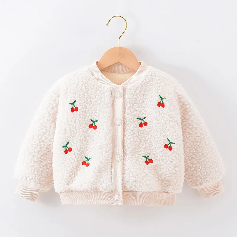 Autumn Winter Toddler Jacket Baby Girl Clothes Korean Casual Cartoon Cute Fleece Warm Thick Outerwear Coat Kids Clothing BC845