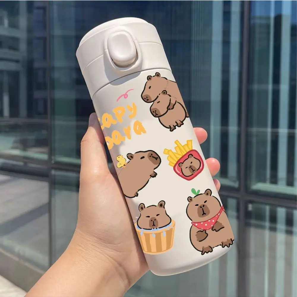 Stainless Steel Capybara Insulated Water Bottle 420ML Cartoon Students Thermal Cup Large Capacity Leakproof