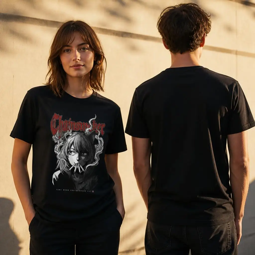Also, Neko Chainsmoker Katzen-T-Shirt für Männer, 100 % Baumwolle, lustiges T-Shirt mit kurzen Ärmeln, Geschenk-T-Shirts. – Detail 3