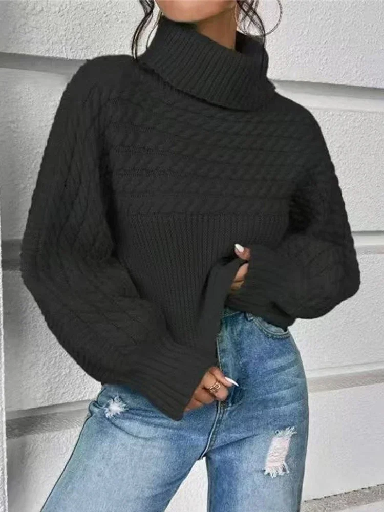 

Jmprs Y2K American Turtleneck Sweater Women Vintage Loose Streetwear Knitted Jumpers Casual Long Sleeve Fall Winter Retro Tops