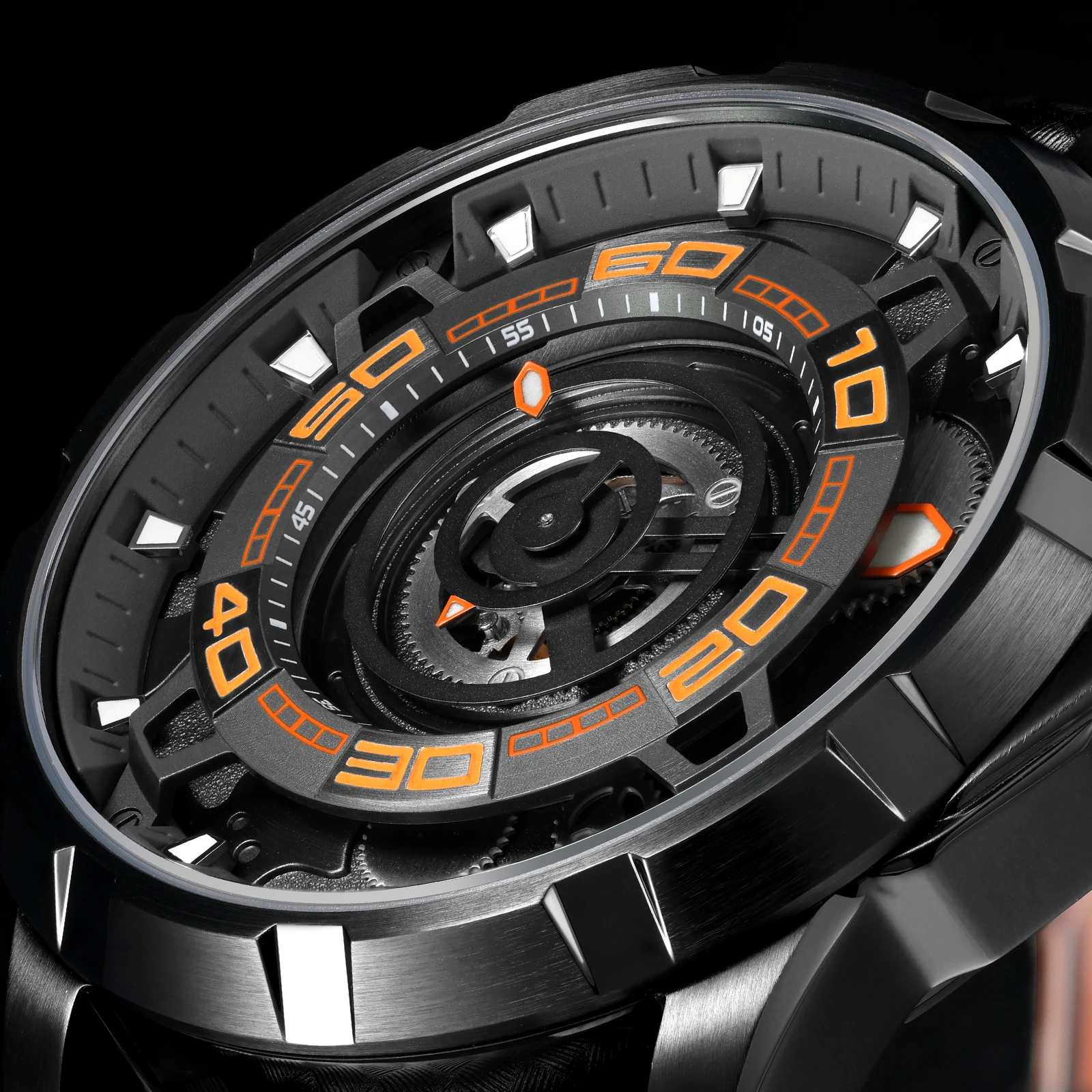 BERNY Automatic Skeleton Men's Watch 3D Dial 5ATM Luminous Sapphire 316L Steel Case MIYOTA 82S0 Top Quality Luxury Men Watches