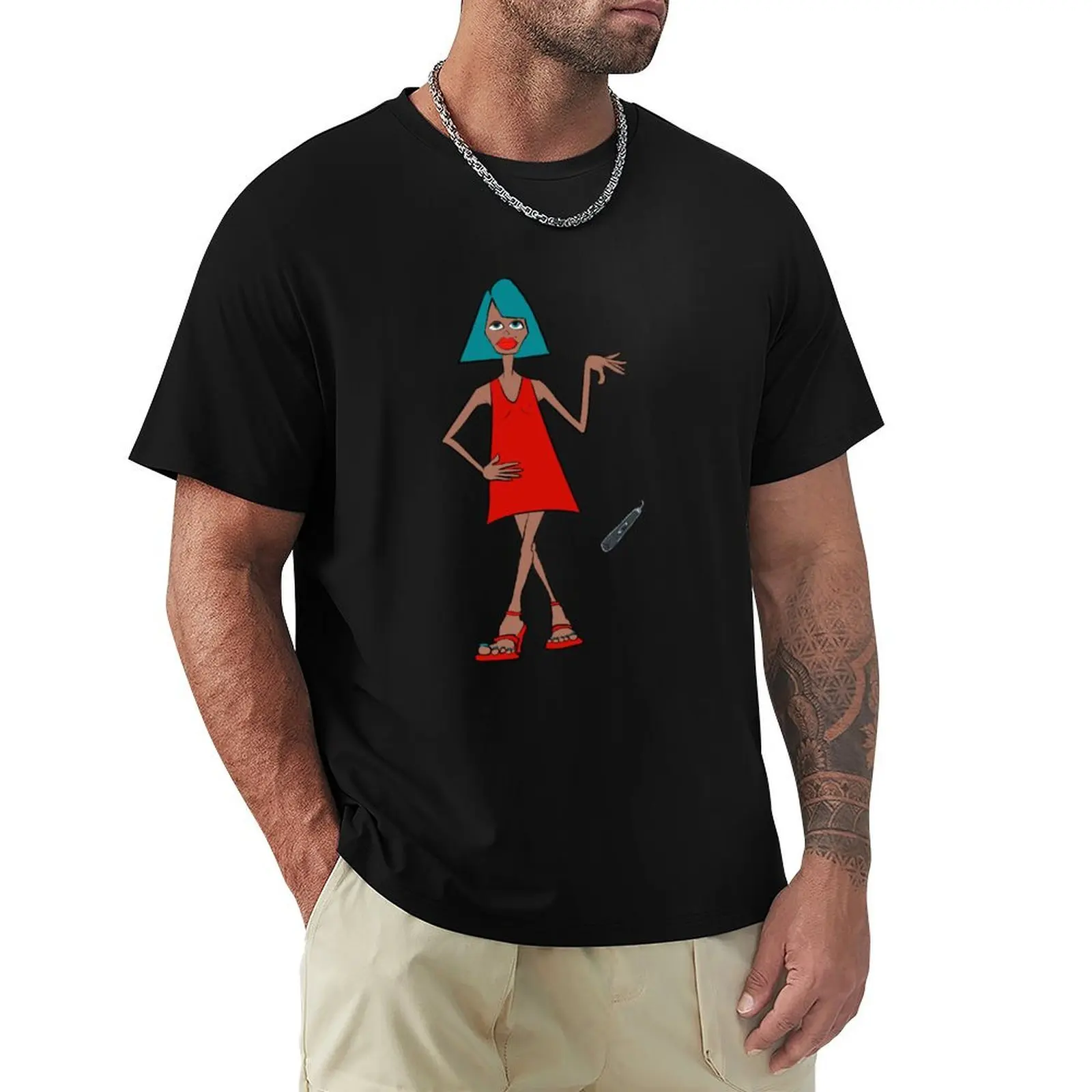 Lady in Red Dress Mic Drop. T-Shirt hippie clothes vintage graphic tee mens clothing