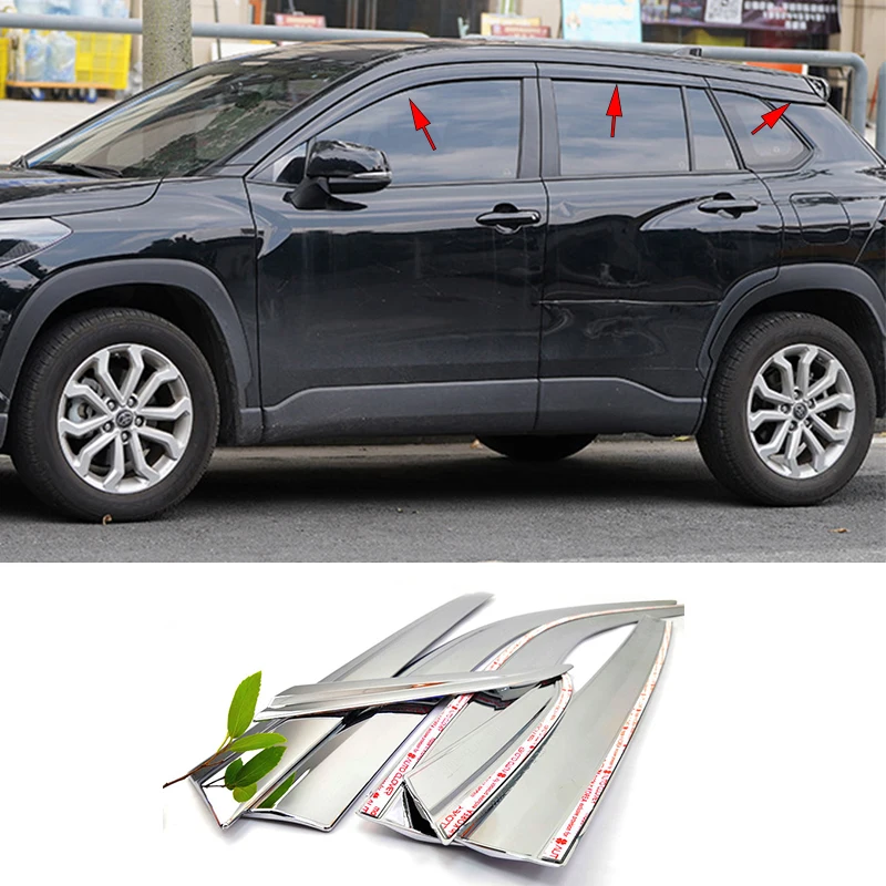 

FIT For Toyota Corolla Cross G10 2020-2026 ABS chrome black waterproof Door Window Visor Vent Shades Sun Rain Guard 6PCS